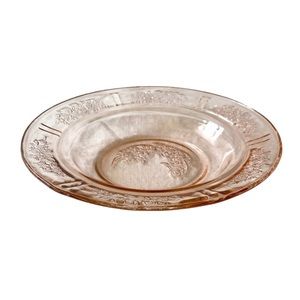 Pink Sharon Rose Depression Glass Rimmed Soup Bowl